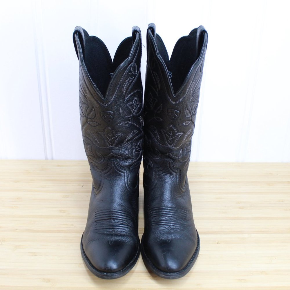 Classic Black Western Leather Cowboy Boot - Women's - Picture 5 of 10